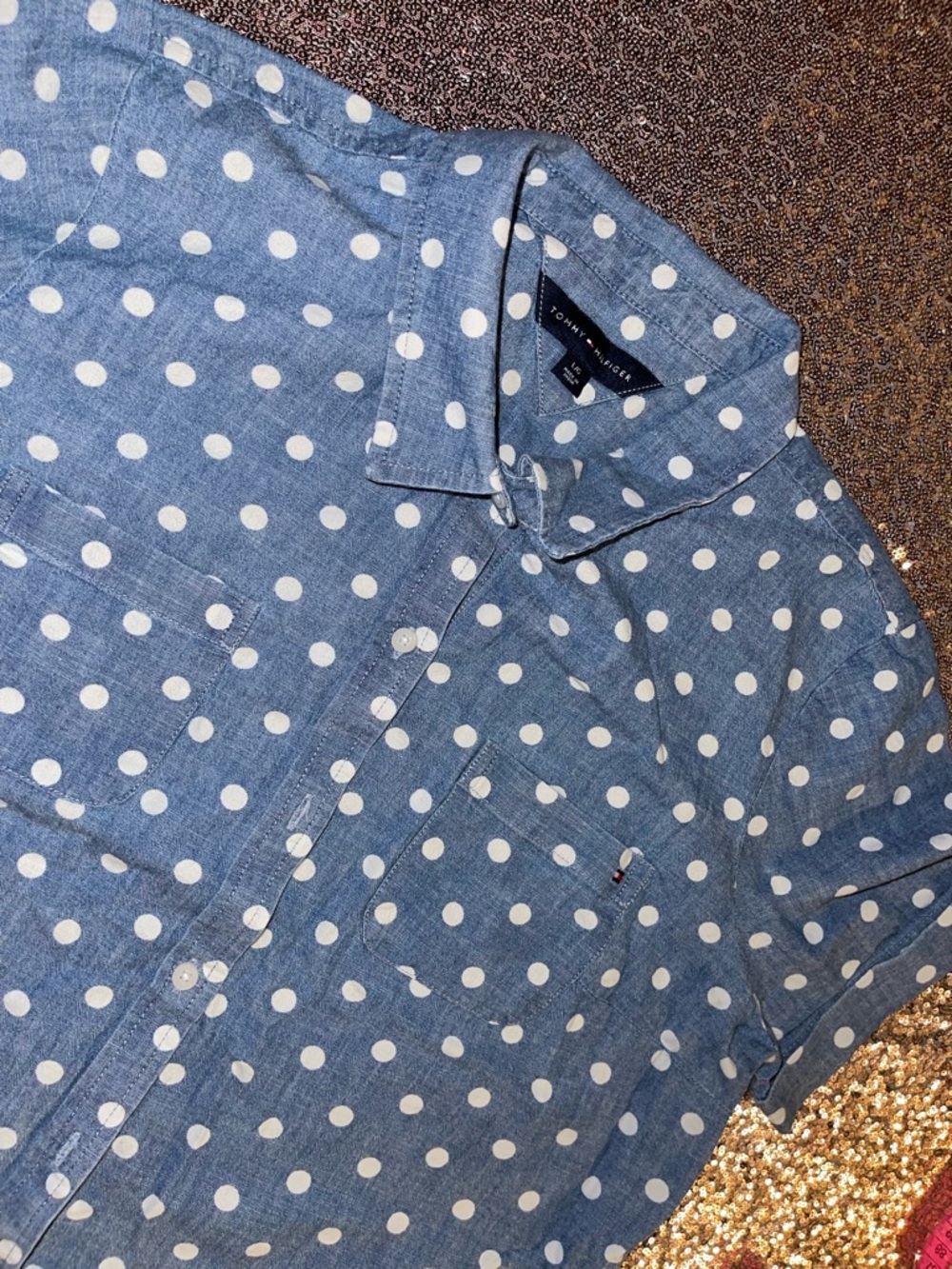 Tommy Hilfiger Polka Dot Short-Sleeve Button-Down Shirt